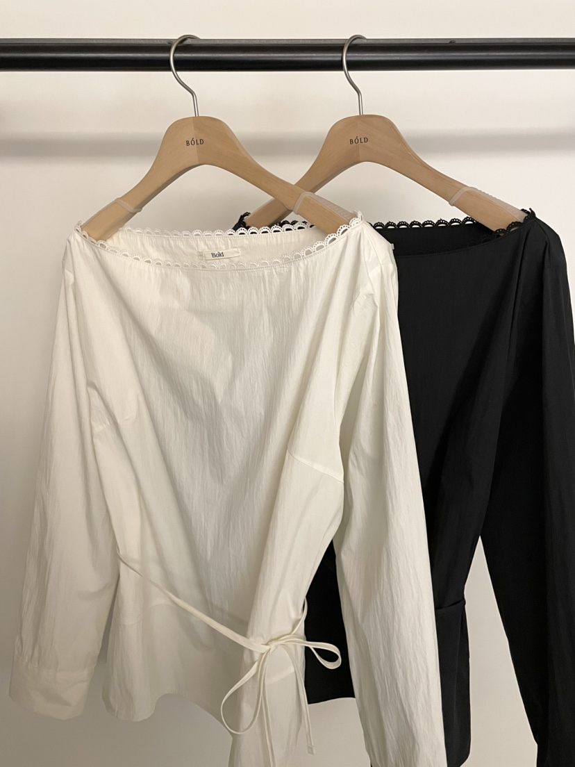 BOLD-A韓國直郵女士新款時尚熱賣26春夏襯衫蕾絲衫含腰繩RE BOLD襯衫/蕾絲衫