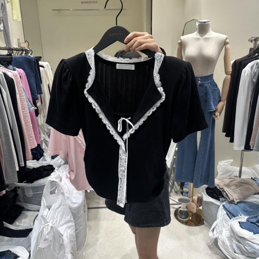 MONOPOLY韓國直郵實拍女士新款時尚休閑26春夏熱賣T恤假兩件MONO_POLYT恤圖色3