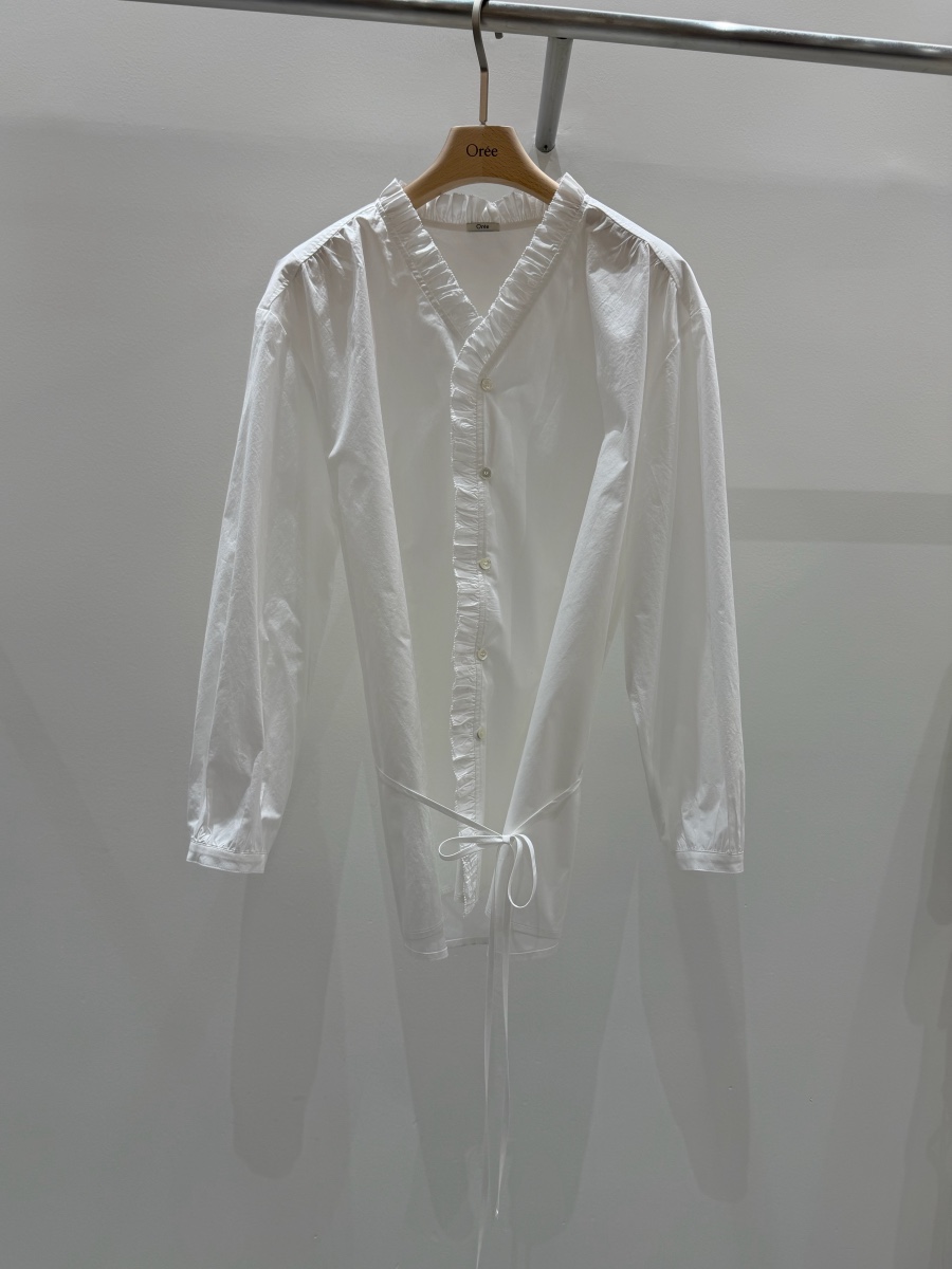 OREE韓國東大門直郵女裝新款時尚熱賣職業襯衫蕾絲衫含腰繩OREE襯衫/蕾絲衫圖色1