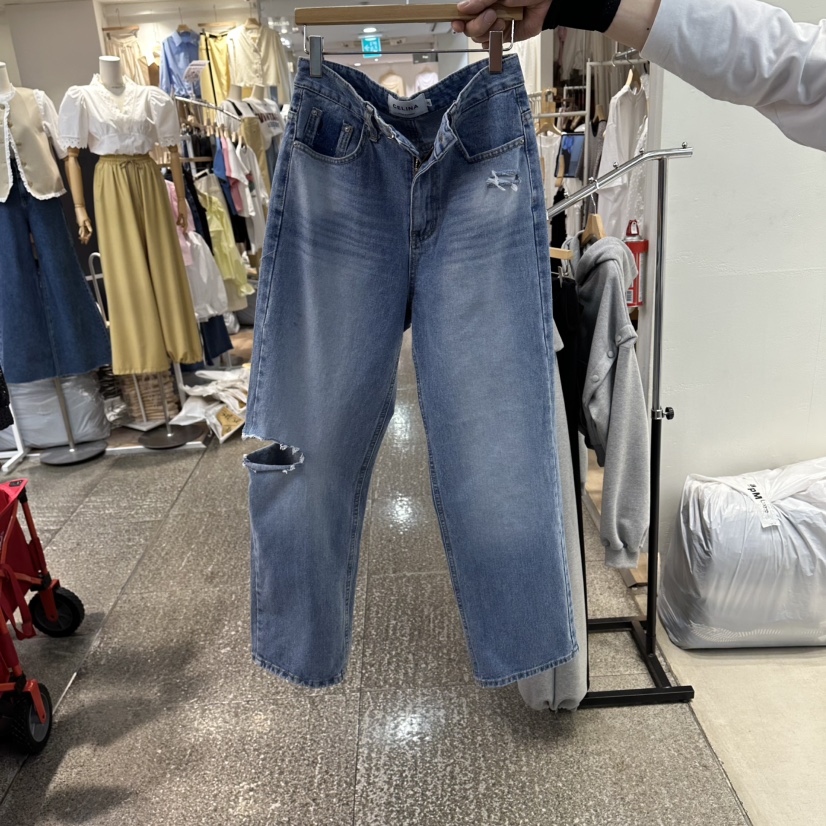 CELINA韓國東大門直郵女士新款休閑推薦26春夏牛仔褲復古CELI_NA牛仔褲圖色1