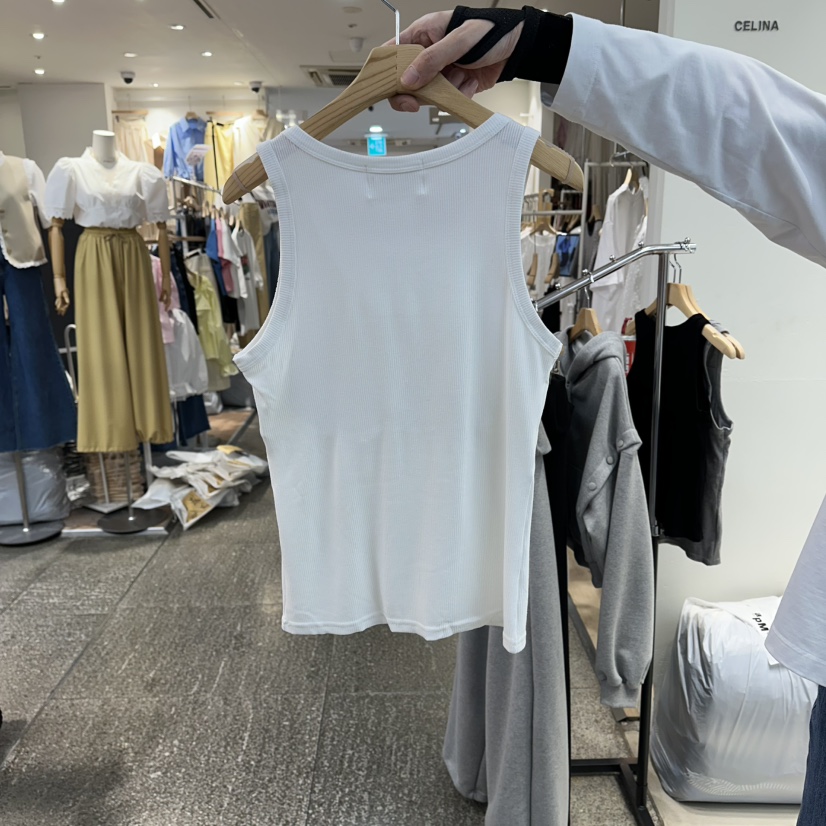 CELINA韓國直郵實拍女裝新品休閑26春夏熱賣吊帶背心羅紋CELI_NA吊帶/背心