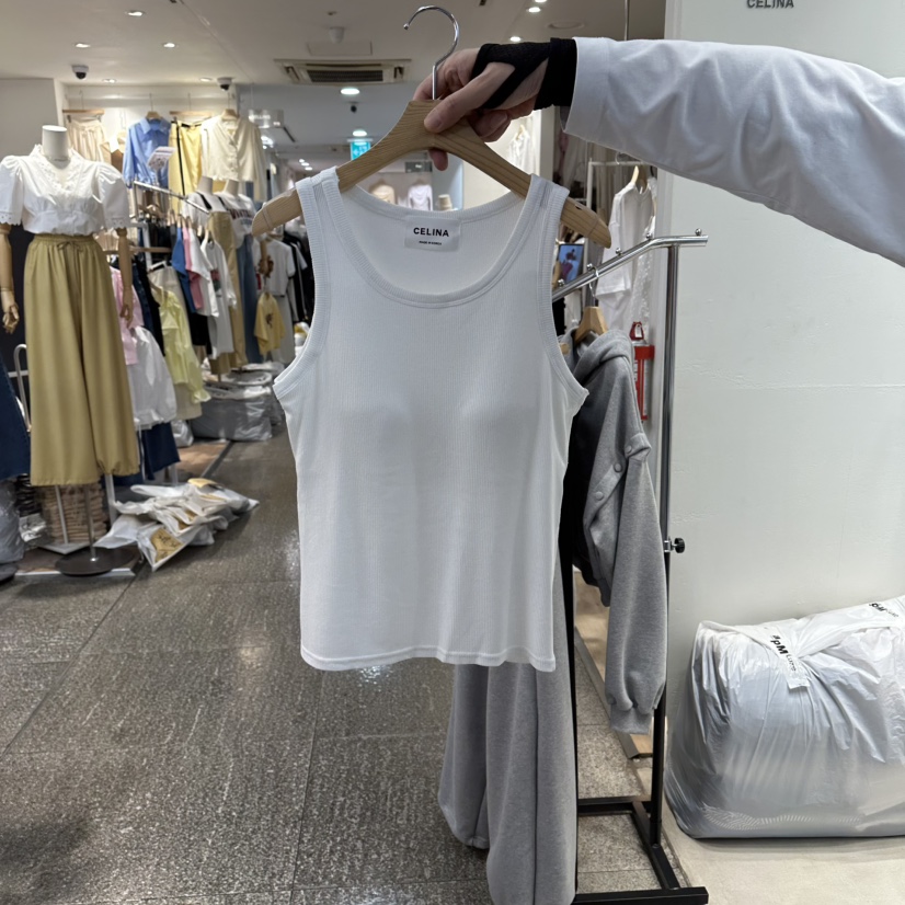 CELINA韓國直郵實拍女裝新品休閑26春夏熱賣吊帶背心羅紋CELI_NA吊帶/背心圖色1