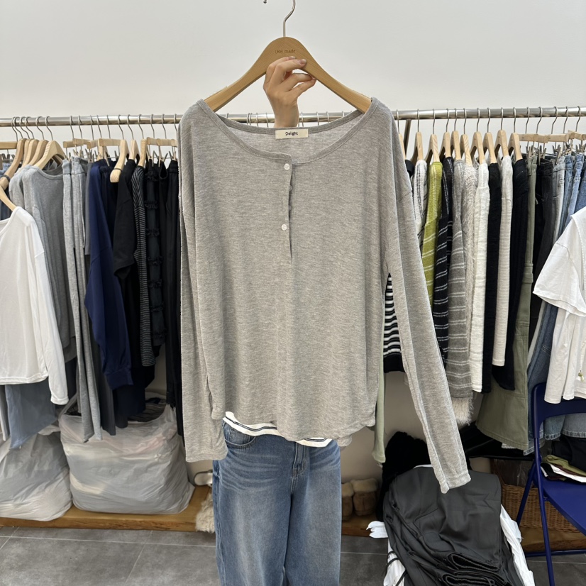 DELIGHT-L韓國直郵實拍女裝新品時尚職業長袖T恤不含內搭DELIGHT-L長袖T恤圖色2