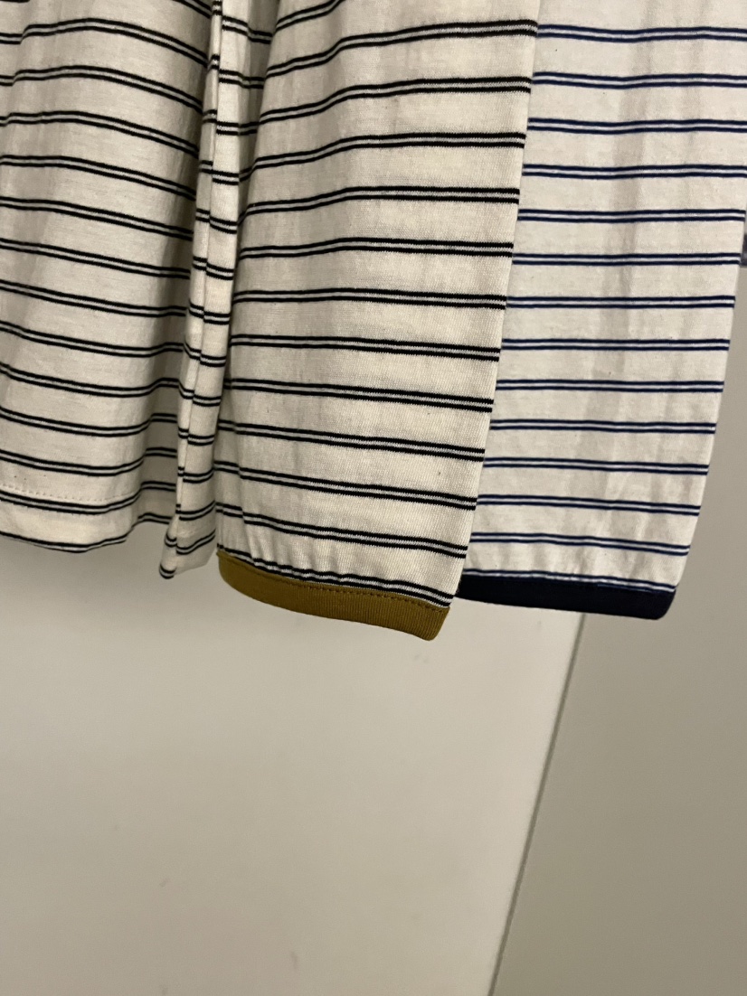 BOLD-A韓國直郵女裝新款熱賣人氣休閑時尚長袖T恤露肩條紋RE BOLD長袖T恤