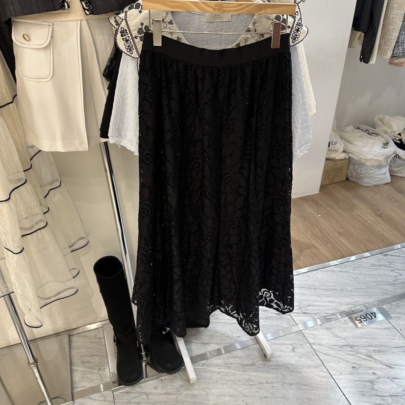 ABLESTUDIO韓國東大門直郵女裝新款26春夏職業人氣長裙蕾絲ABLESTUDIO長裙圖色2