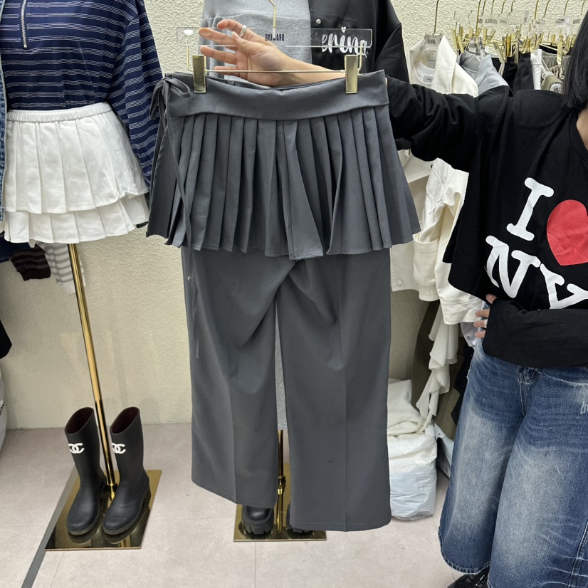 DRAWING韓國直郵實拍女裝新款人氣職業熱賣休閑裙褲套裝褶裥DRAWING裙褲