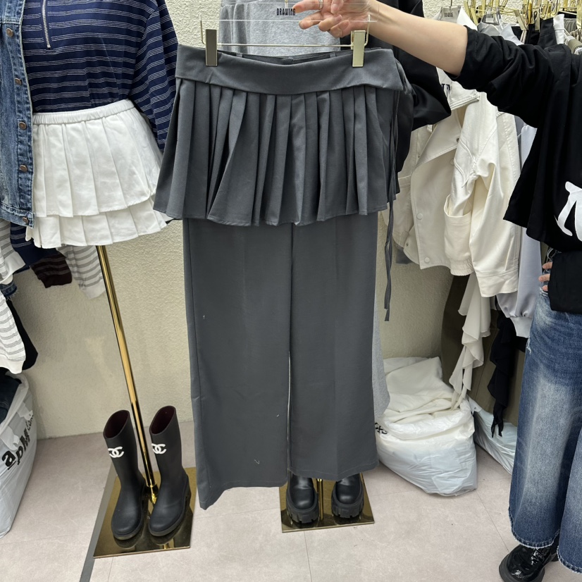 DRAWING韓國直郵實拍女裝新款人氣職業熱賣休閑裙褲套裝褶裥DRAWING裙褲圖色1