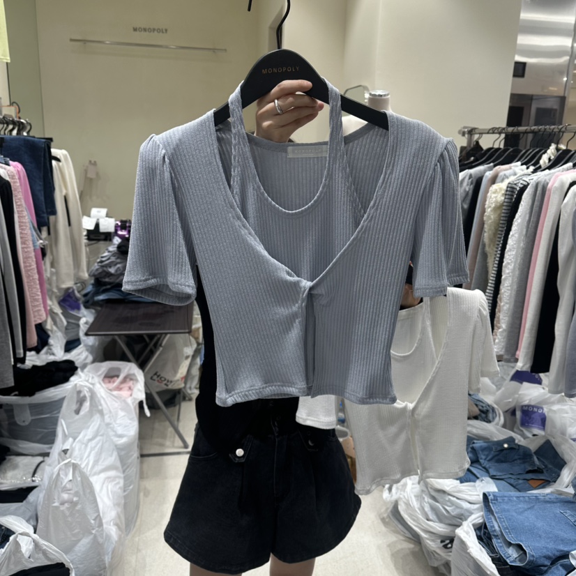 MONOPOLY韓國東大門代購女士新品時尚26春夏休閑T恤假兩件MONO_POLYT恤圖色2