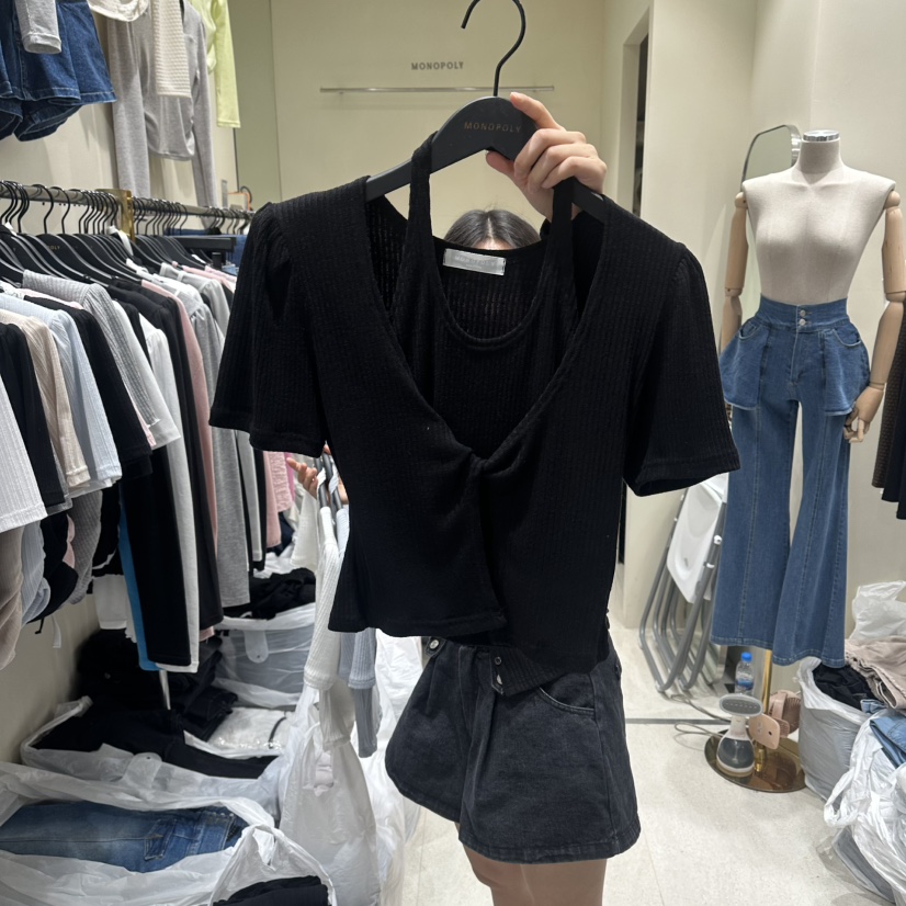 MONOPOLY韓國東大門代購女士新品時尚26春夏休閑T恤假兩件MONO_POLYT恤圖色3