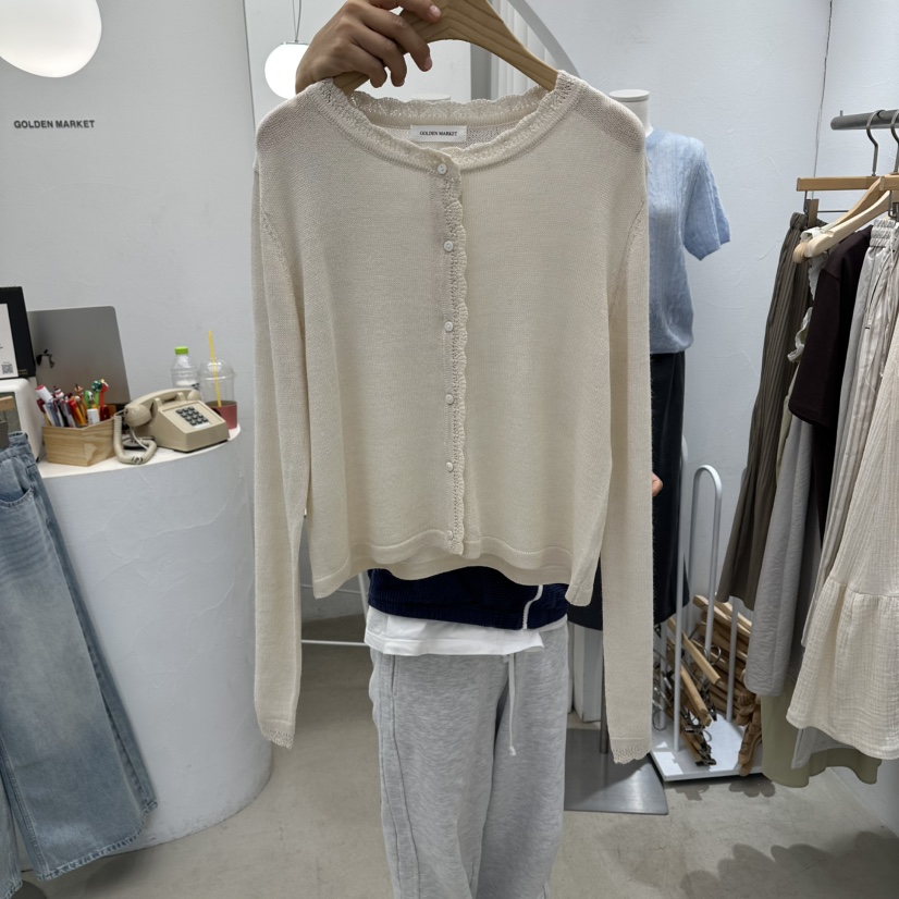 GOLDEN MARKET韓國東大門直郵女士新品熱賣人氣針織衫蕾絲GOLDEN MARKET針織衫圖色1