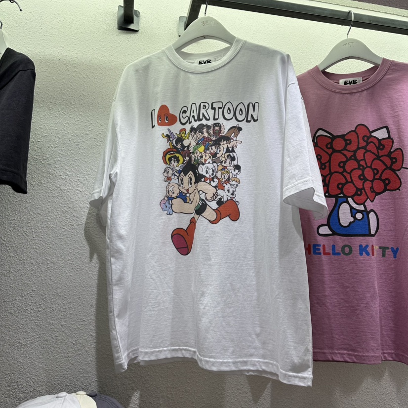 EVE韓國代購女裝新品26春夏休閑時尚人氣職業熱賣T恤復古EVET恤圖色1