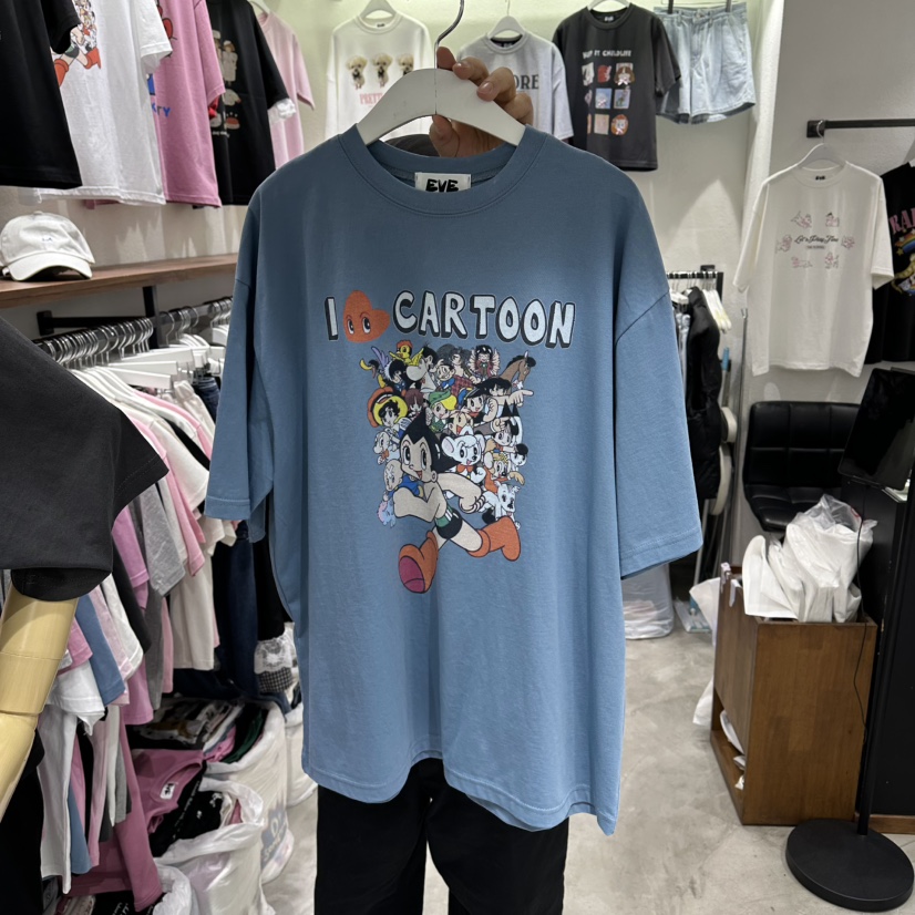 EVE韓國代購女裝新品26春夏休閑時尚人氣職業熱賣T恤復古EVET恤圖色3