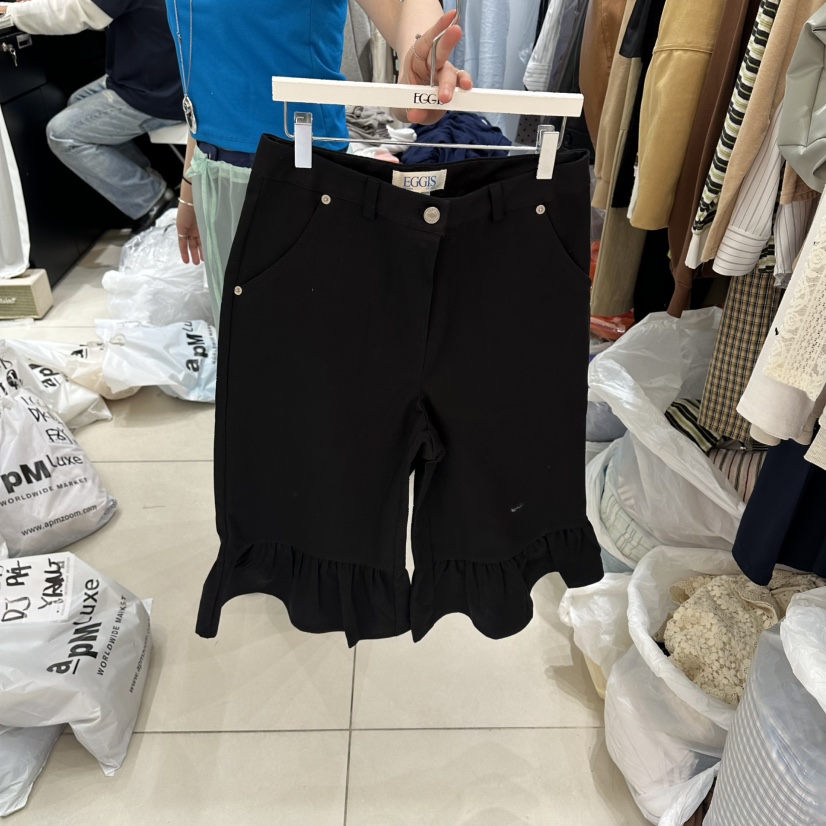 EGG IS韓國東大門代購女裝新款熱賣推薦短褲不含腰包褶皺EGG IS短褲圖色2