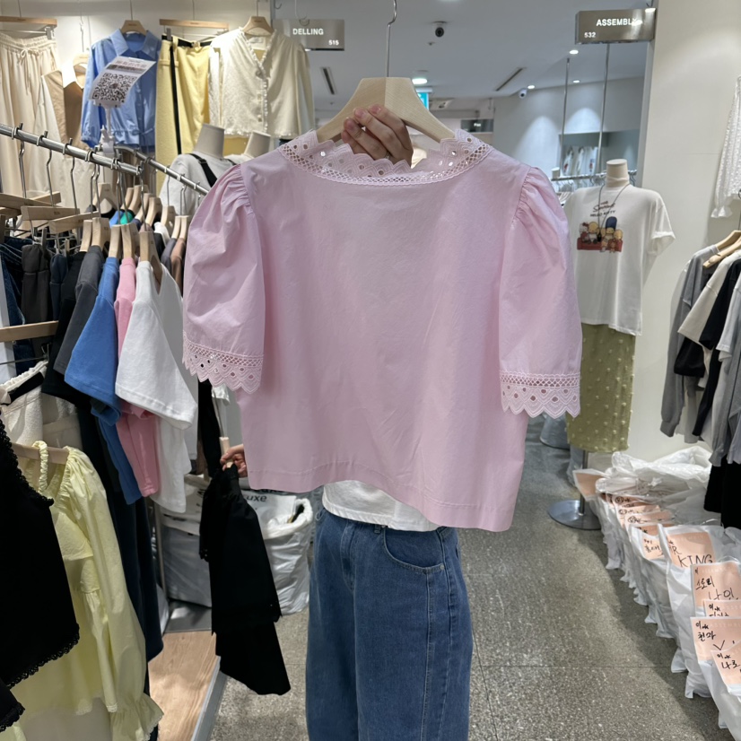 DELLING韓國直郵女裝新款休閑熱賣26春夏人氣推薦襯衫蕾絲衫DELLING襯衫/蕾絲衫