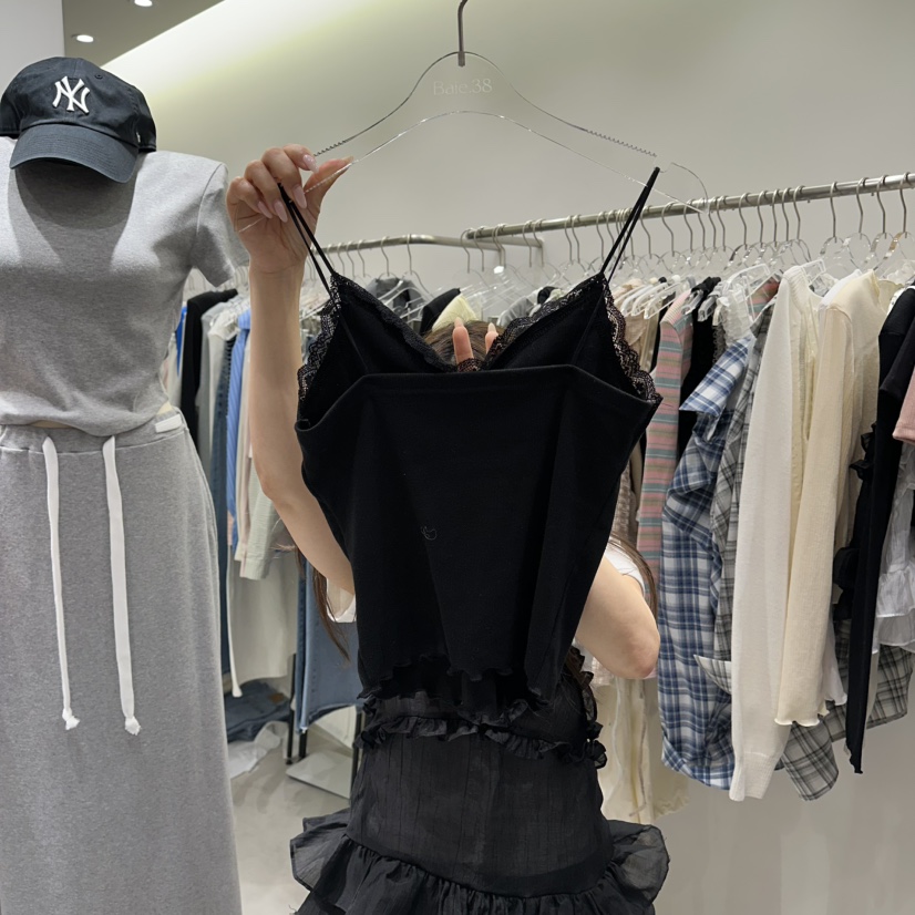 BAIE.38韓國直郵女裝新款職業推薦26春夏吊帶背心蕾絲褶皺BAIE.38吊帶/背心