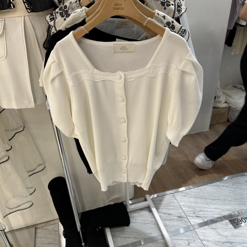 ABLESTUDIO韓國代購女裝新品熱賣職業人氣26春夏針織衫蕾絲ABLESTUDIO針織衫圖色1