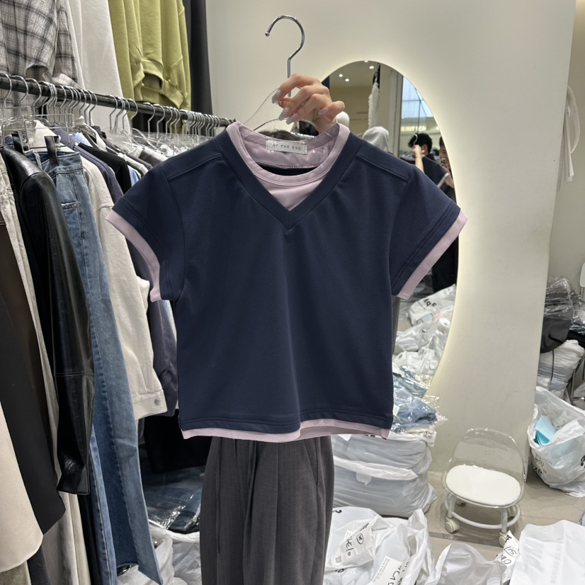 AT THE END韓國直郵實拍女士新品人氣熱賣職業26春夏T恤AT THE ENDT恤圖色2