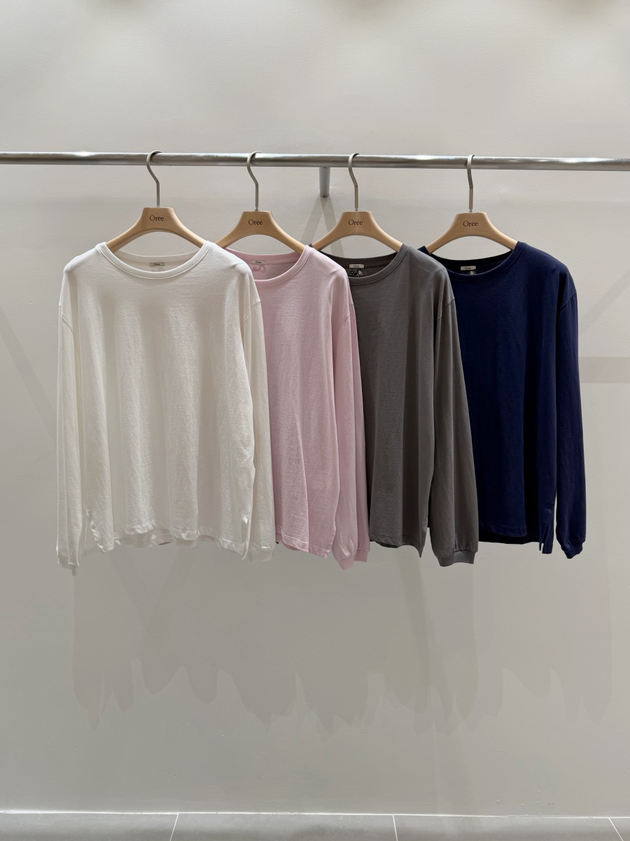 OREE韓國東大門代購女士新款人氣休閑職業26春夏長袖T恤刺繡OREE長袖T恤