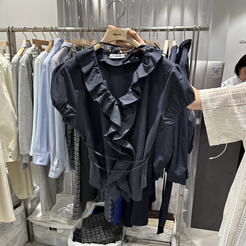 GREEK韓國直郵實拍女士新品職業休閑熱賣襯衫蕾絲衫含腰繩GREEK襯衫/蕾絲衫圖色2