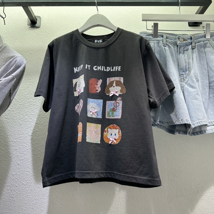 EVE韓國東大門代購女士新款時尚26春夏人氣休閑熱賣職業T恤EVET恤圖色3