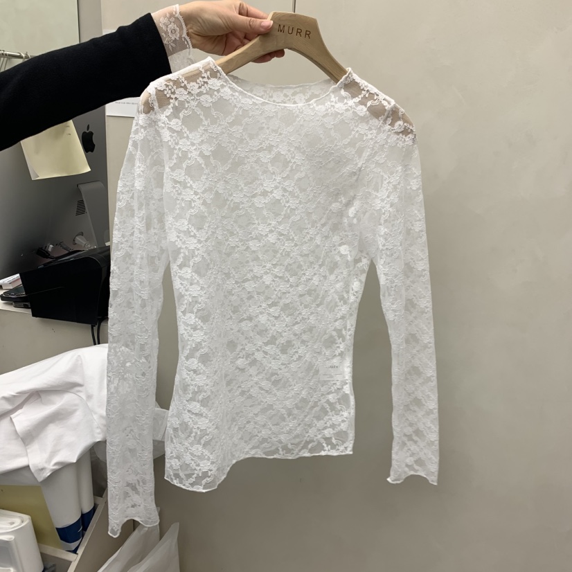 MURR韓國直郵女裝新款時尚26春夏職業熱賣推薦長袖T恤蕾絲MURR長袖T恤圖色2