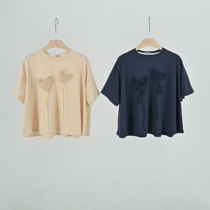 RUMBA韓國直郵實拍女裝新品休閑26春夏人氣時尚熱賣T恤刺繡RUMBAT恤
