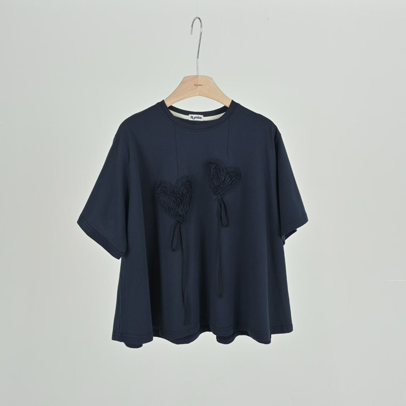 RUMBA韓國直郵實拍女裝新品休閑26春夏人氣時尚熱賣T恤刺繡RUMBAT恤圖色2