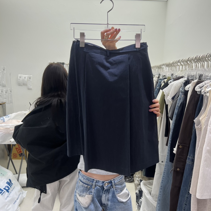 PADO韓國直郵實拍女士新款職業半身裙中短裙含腰包口袋褶裥PADO半身裙/中短裙