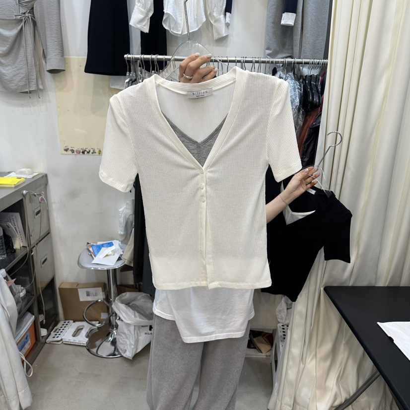 BILLION-L韓國東大門直郵女裝新款26春夏時尚針織衫假兩件BILLION-L針織衫圖色1