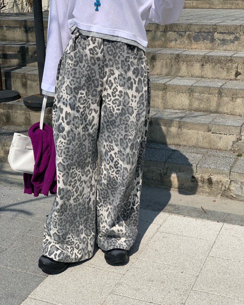 REVE CITE-L韓國東大門代購女裝新款推薦熱賣休閑褲豹紋REVE CITE-L休閑褲圖色2