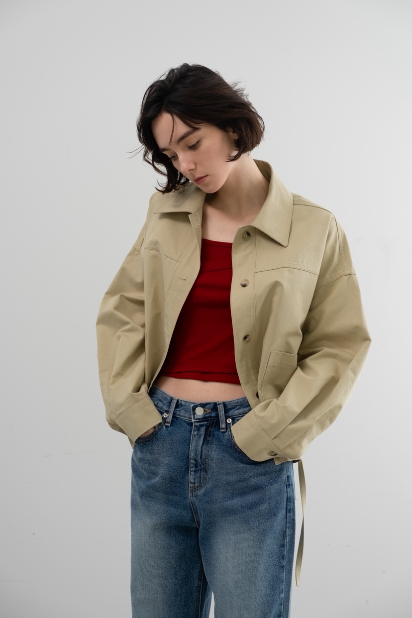 SO BAE韓國東大門直郵女裝新品職業推薦休閑夾克含腰帶棉布SO BAE夾克