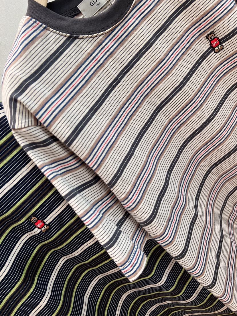 GLAD SOME韓國直郵實拍女裝新品推薦時尚人氣T恤泰迪熊條紋GLAD SOMET恤