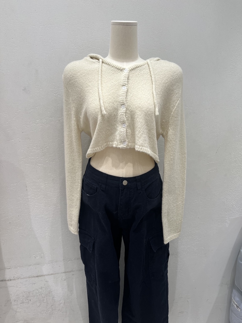 EVERCOMMERCE METICULOUSLY DESIGNED韓國直郵實拍女士新品休閑針織衫兜帽EVERCOMMERCE METICULOUSLY DESIGNED針織衫