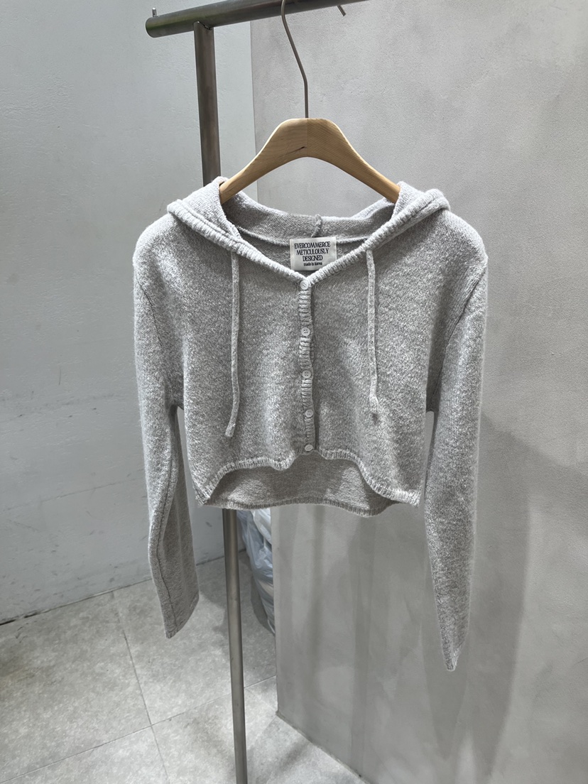 EVERCOMMERCE METICULOUSLY DESIGNED韓國直郵實拍女士新品休閑針織衫兜帽EVERCOMMERCE METICULOUSLY DESIGNED針織衫圖色1