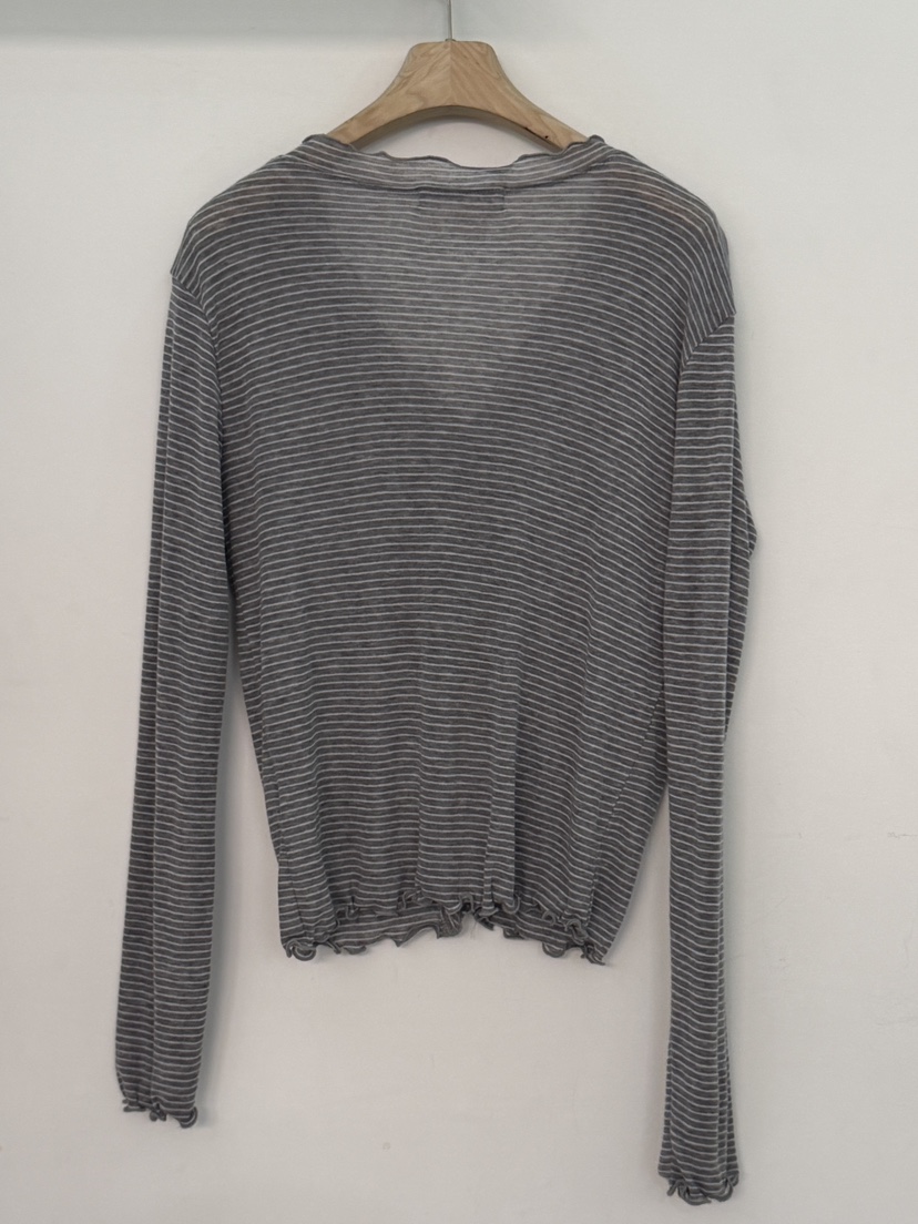 PEPPER-L韓國直郵女士新款休閑職業26春夏長袖T恤花朵條紋PEPPER長袖T恤