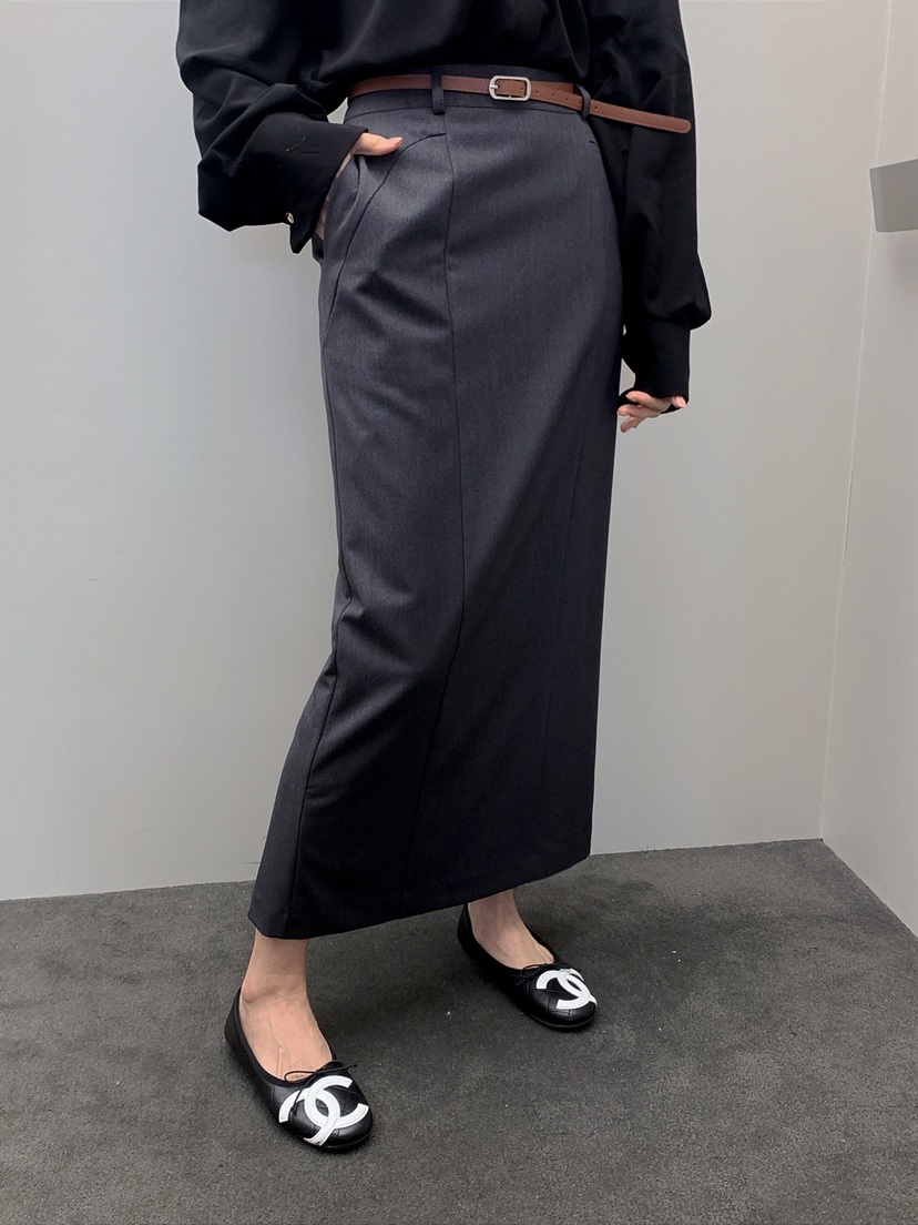 VERANDA韓國代購女士新款人氣時尚職業熱賣休閑長裙不含腰帶VERANDA長裙