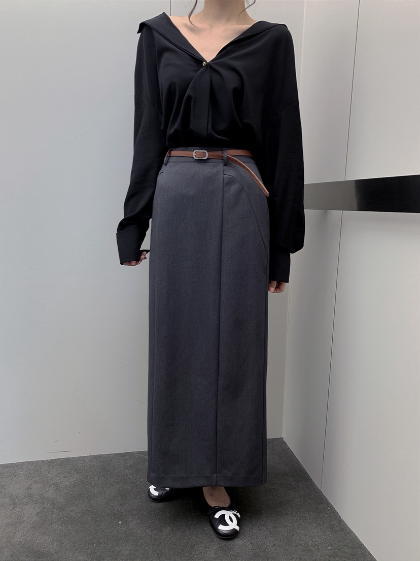 VERANDA韓國代購女士新款人氣時尚職業熱賣休閑長裙不含腰帶VERANDA長裙