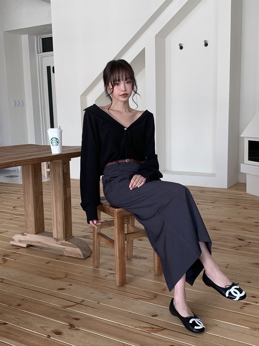 VERANDA韓國代購女士新款人氣時尚職業熱賣休閑長裙不含腰帶VERANDA長裙