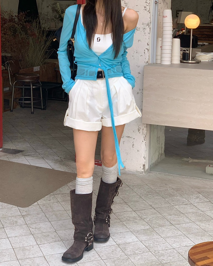 REVE CITE-L韓國直郵實拍女裝新款人氣長袖T恤不含內搭含腰帶開衫REVE CITE-L長袖T恤