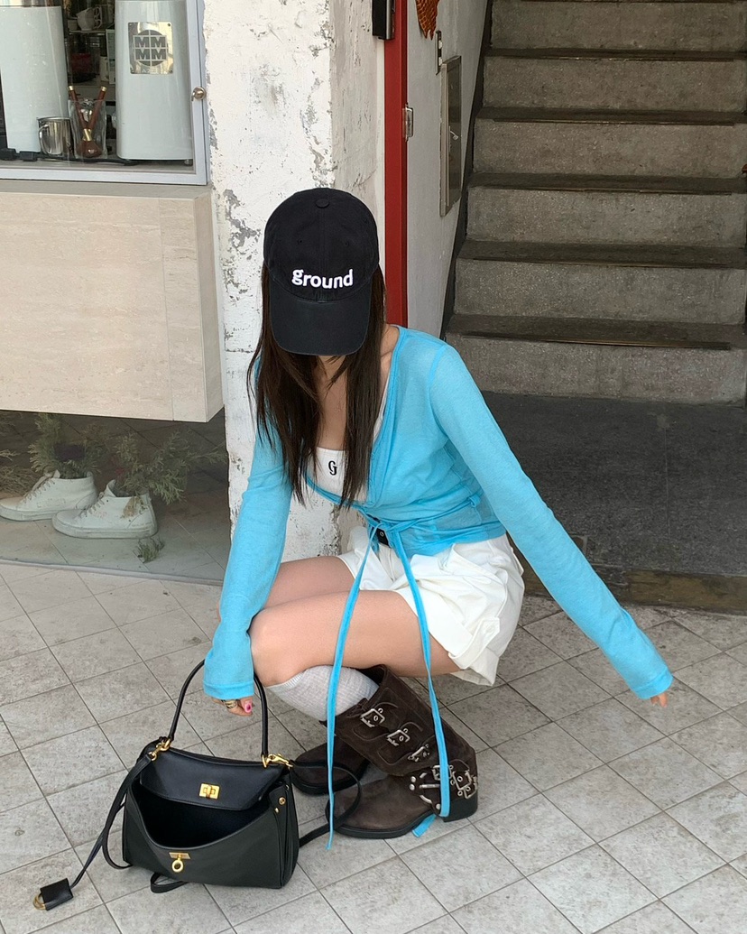 REVE CITE-L韓國直郵實拍女裝新款人氣長袖T恤不含內搭含腰帶開衫REVE CITE-L長袖T恤