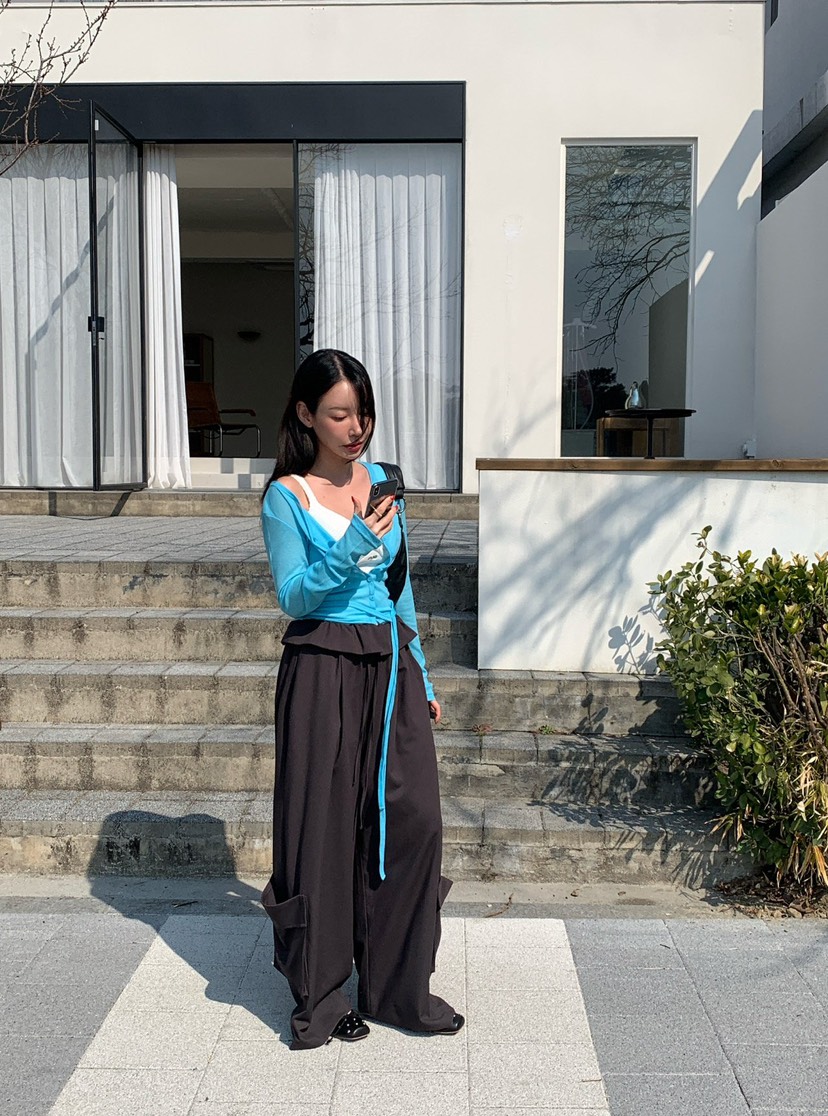 REVE CITE-L韓國直郵實拍女裝新款人氣長袖T恤不含內搭含腰帶開衫REVE CITE-L長袖T恤