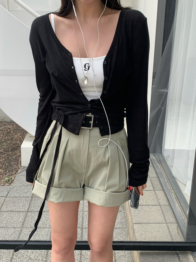 REVE CITE-L韓國直郵實拍女裝新款人氣長袖T恤不含內搭含腰帶開衫REVE CITE-L長袖T恤