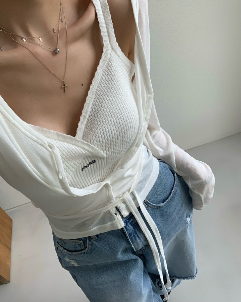 REVE CITE-L韓國直郵實拍女裝新款人氣長袖T恤不含內搭含腰帶開衫REVE CITE-L長袖T恤