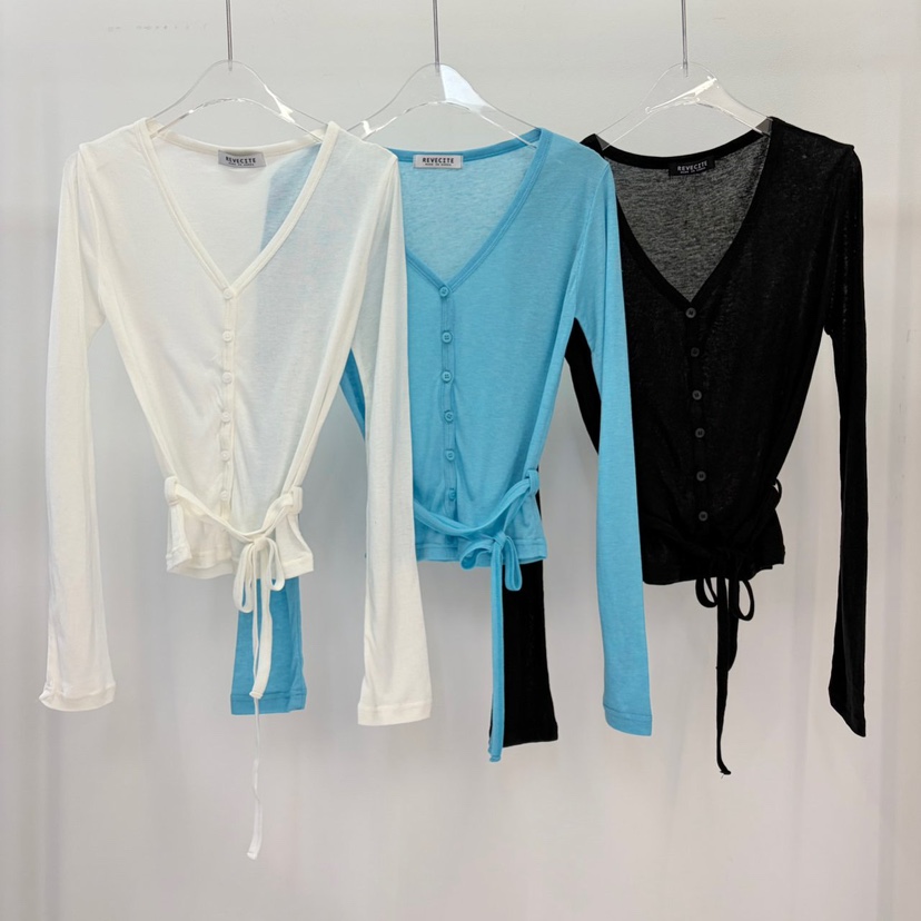 REVE CITE-L韓國直郵實拍女裝新款人氣長袖T恤不含內搭含腰帶開衫REVE CITE-L長袖T恤