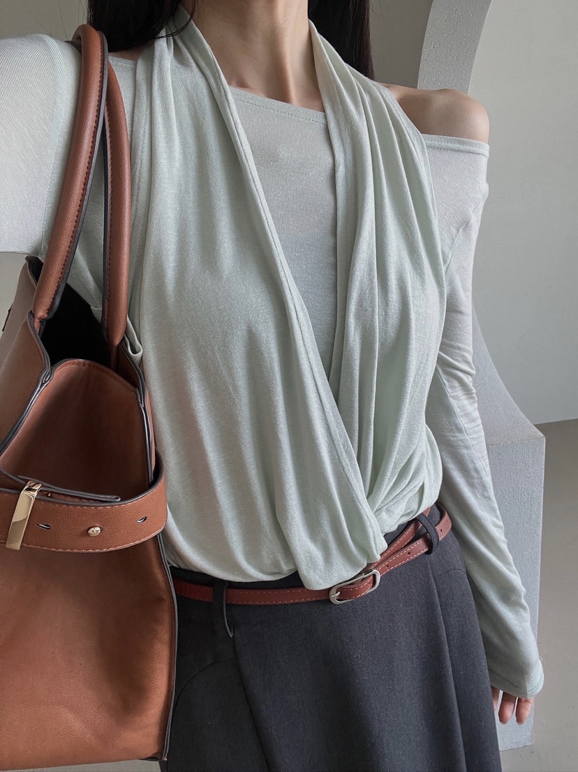 VERANDA韓國直郵女士新品時尚休閑26春夏職業長袖T恤假兩件VERANDA長袖T恤