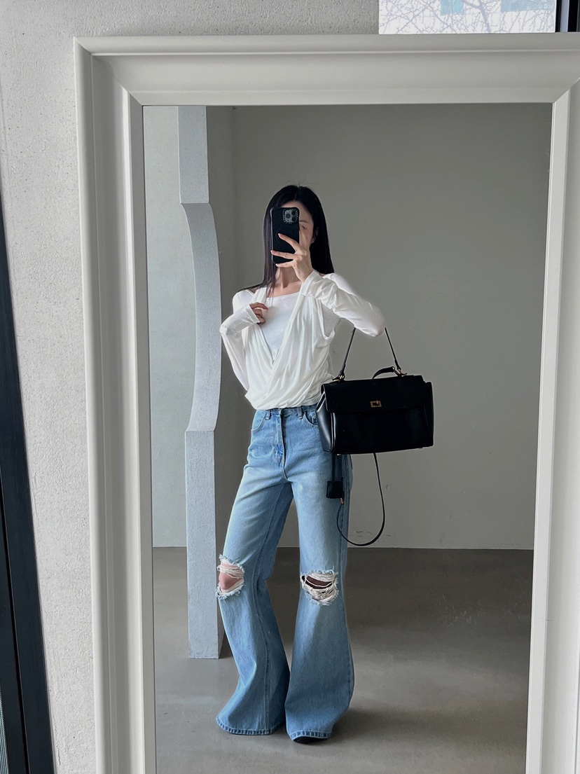 VERANDA韓國直郵女士新品時尚休閑26春夏職業長袖T恤假兩件VERANDA長袖T恤