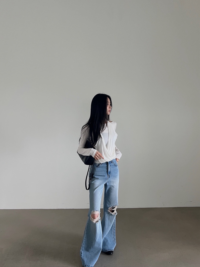 VERANDA韓國直郵女士新品時尚休閑26春夏職業長袖T恤假兩件VERANDA長袖T恤