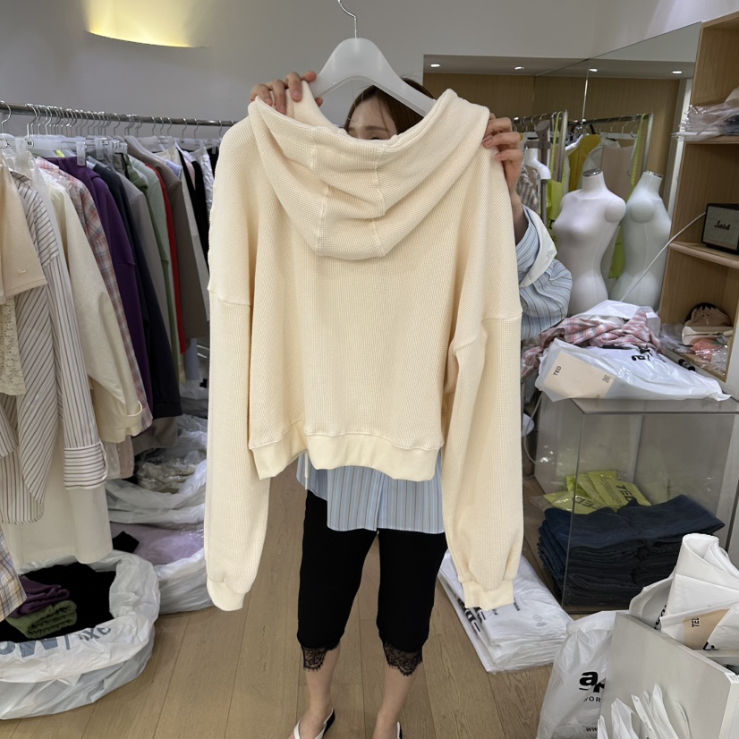 TED韓國東大門直郵女裝新品26春夏推薦衛衣華夫格連帽衫拉鏈TED衛衣