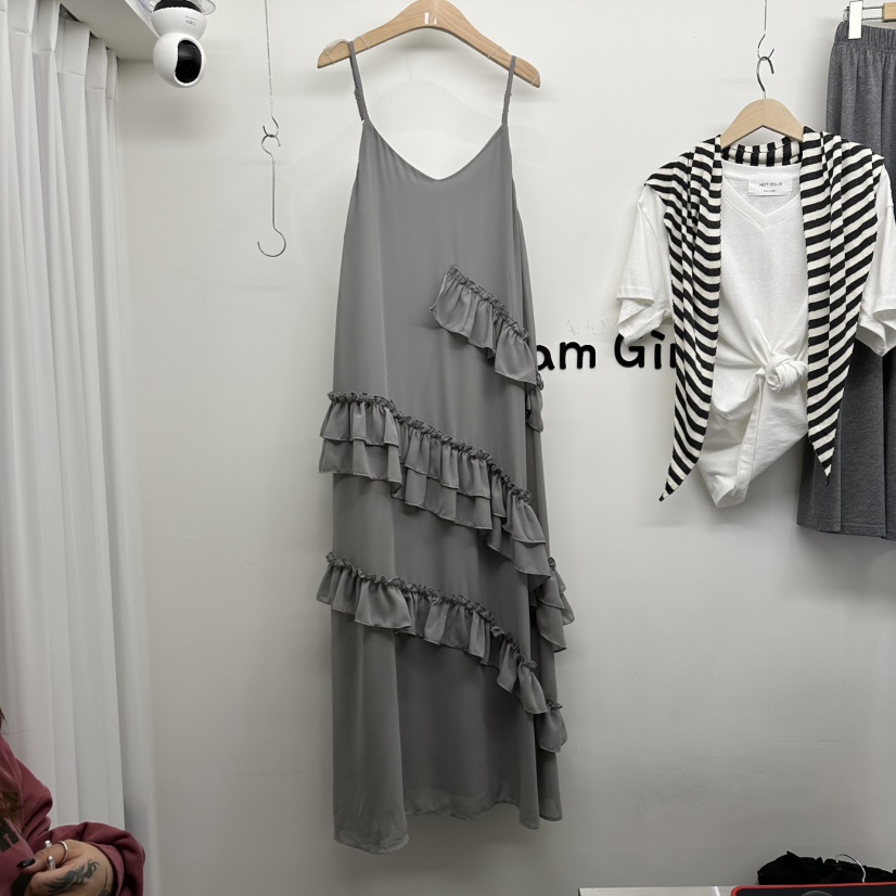 DREAM GIRIS-Q韓國東大門直郵女士新款職業連衣裙荷葉邊短款DREAM GIRIS-Q連衣裙