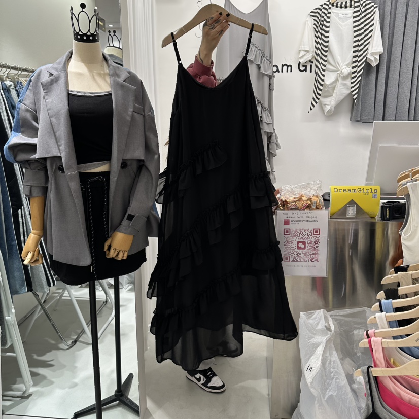 DREAM GIRIS-Q韓國東大門直郵女士新款職業連衣裙荷葉邊短款DREAM GIRIS-Q連衣裙